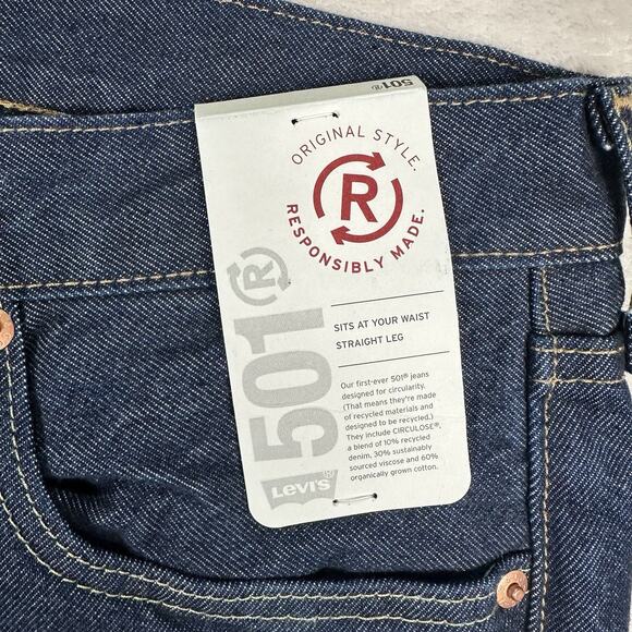 Levi's 501 Jeans Dark Blue Original Fit Denim Button Fly Big E Men's Size 32x30 - Picture 3 of 14